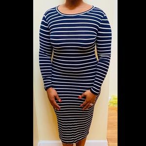 Navy and white strip dress